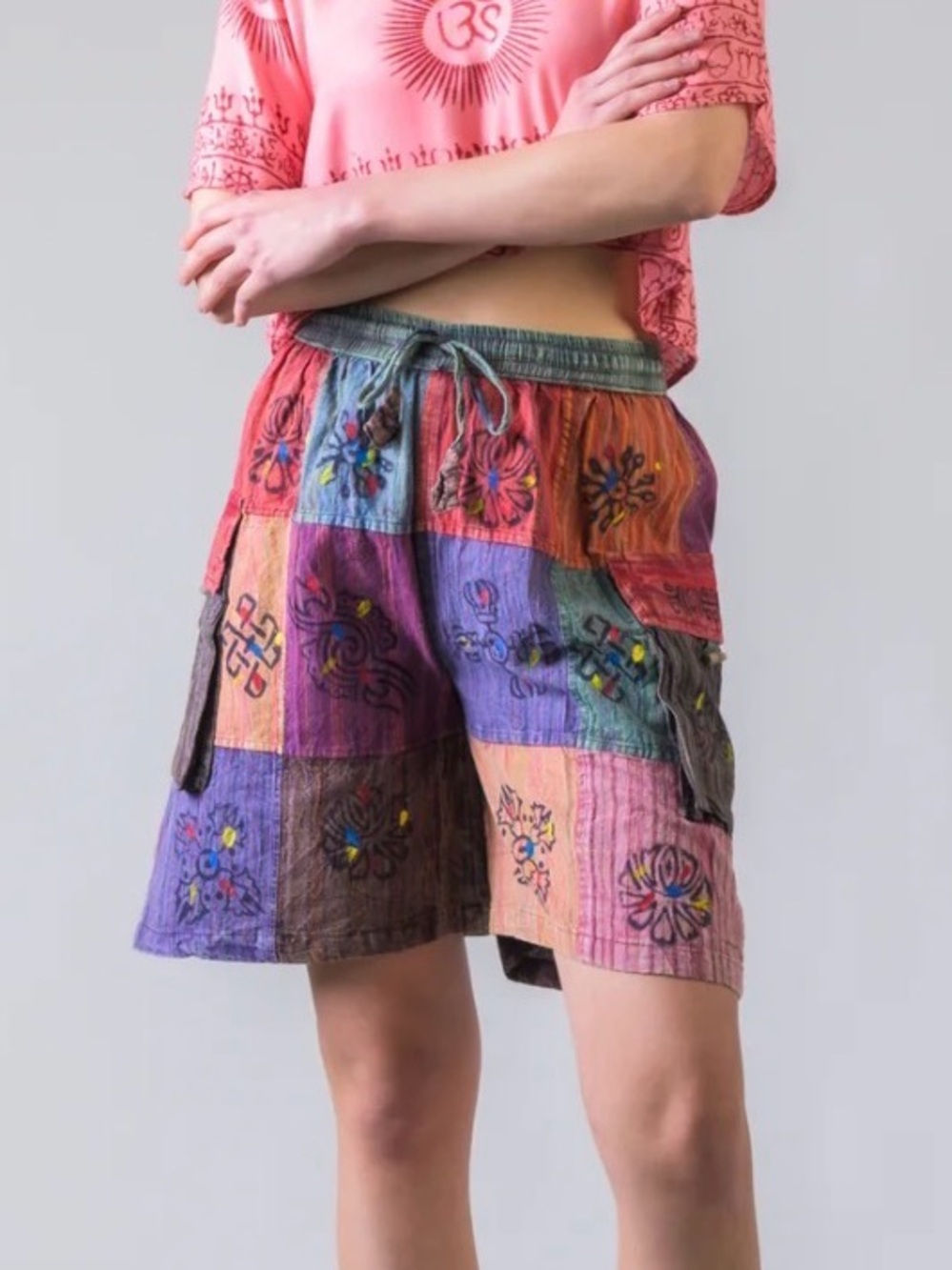 Rhea Patch Tie-Waist Cotton Shorts - unisex size large